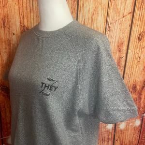 Banana Republic Non-Binary short sleeve gray sweatshirt sz Small They/Them/Their